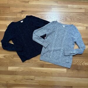 Two Women’s Medium Cable Knit Sweaters by Mossimo from Target 2016 Warm Casual